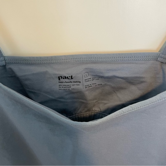 Pact Shelf Bra Camisole Light Slate Blue Tank Top Organic Cotton - Picture 5 of 6